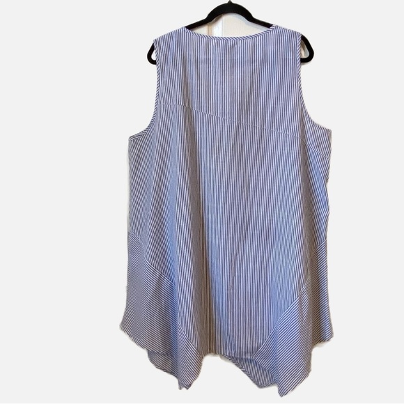 For Cynthia Linen Cotton Blend Boho Shark Bite Hem Pinstriped Dress Women’s 2X - Picture 3 of 8